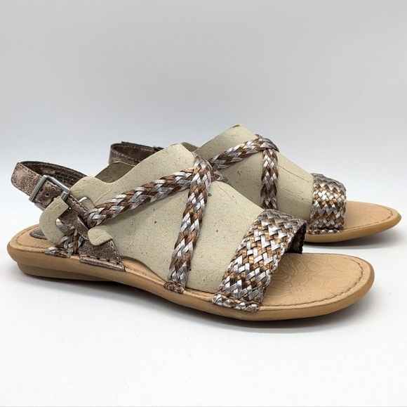 NWOT B.O.C. Dena silver bronze woven strappy sandals 8 - Picture 1 of 8